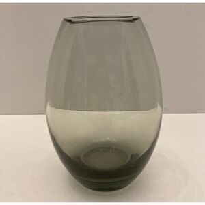 Holmegaard Smoke Gray Glass‎ Vase Signed Per Lutken Glows Blacklight MCM 1950s